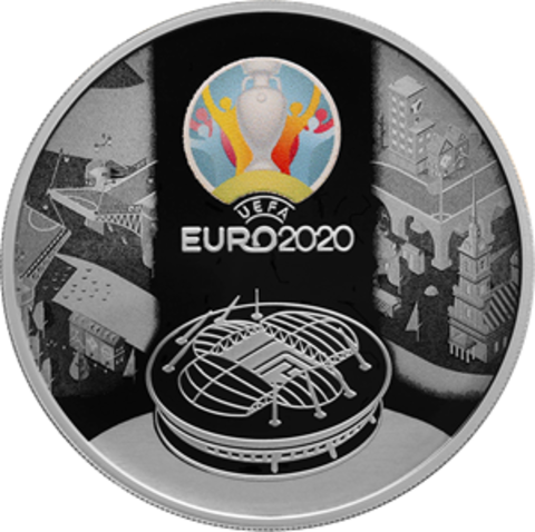 3 рубля Чемпионат Европы по футболу 2020 года (UEFA EURO 2020) 2021 год. PROOF