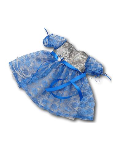 Платье из парчи и гипюра - Синий. Одежда для кукол, пупсов и мягких игрушек.