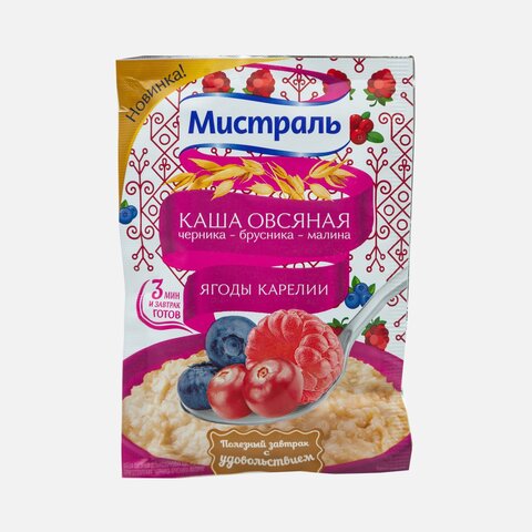 Каша овсяная Мистраль Ягоды Карелии черника-брусника-малина  40г