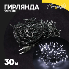 
          гирлянда 30м уличная зеленый провод (белый)