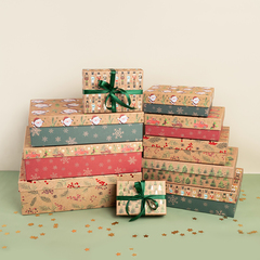 Коробка одиночная, Прямоугольник, Новогодний микс, 21,5*13,5*8 см, 1 шт.