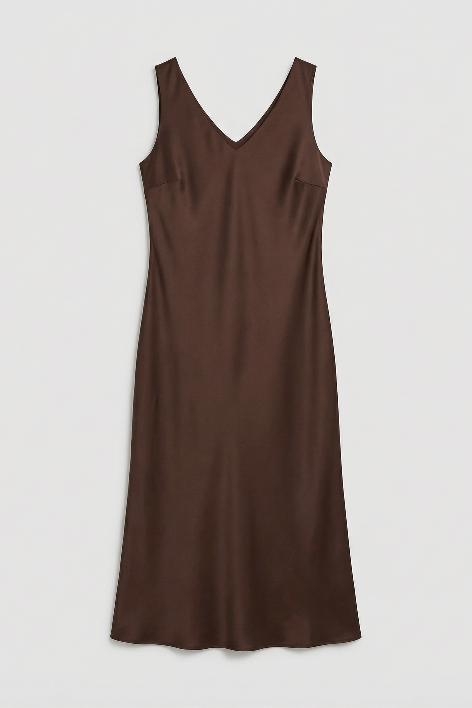Платье-комбинация на широких бретелях, шоколад