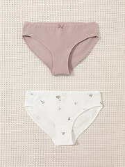 набор трусы/ уп  для девочки  К 1972-2уп/кофейный,сахар,голубика и цветы