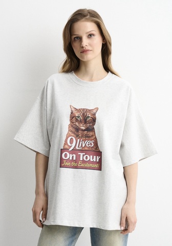 Футболка 9 lives серый меланж