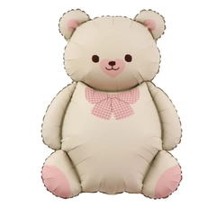 Фигура Мишка с бантом, Бежевый/Розовый, Сатин 35" Fl