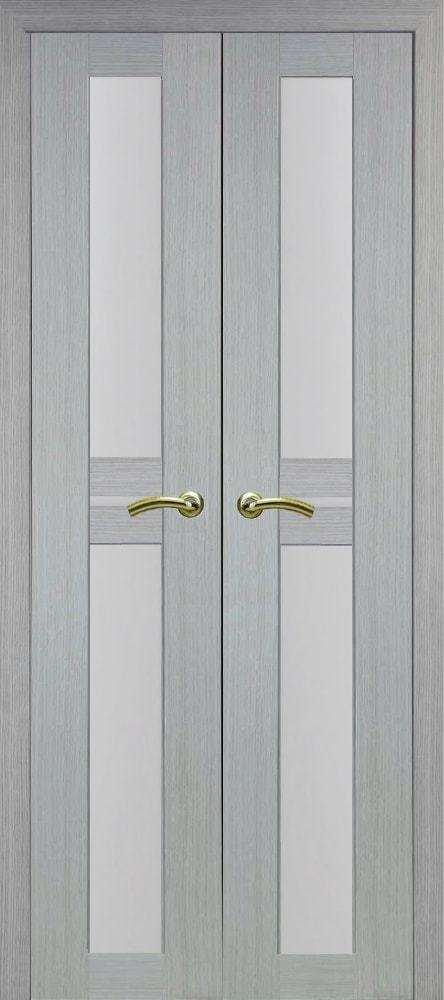 Дверь межкомнатная Оптима Порте Турин 520.222 (двустворчатая), цвет серый дуб, экошпон, стекло мателюкс
