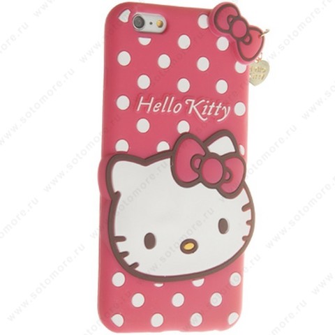 Накладка силиконовый для Apple iPhone 6s Plus/ 6 Plus резиновая мультяшная Hello Kitty красный
