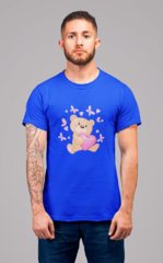 Мужская футболка с принтом Медведь (Bear) синяя 001