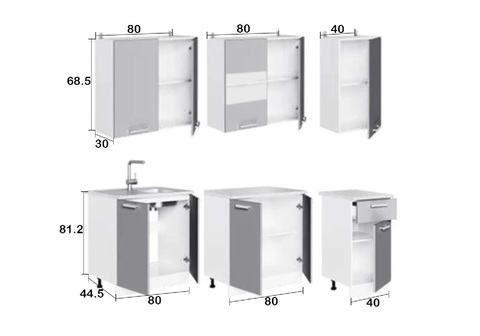 Кухня Рио 2.0 м бетон светлый / бетон темный