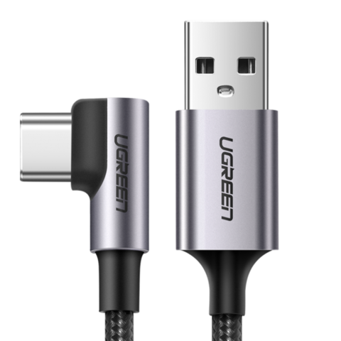 Кабель UGREEN Angled USB to USB-C угловой, 1 м, черный US284