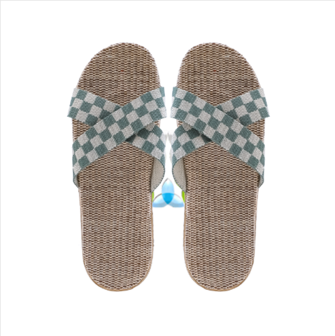 (1 PV) Kardli slippers（women) - Женские тапочки летние (37-38; *250 мм*), (Подошва-Резина / Верх-Текстильные материал), (100 пар в коробке) (КРЕСТИК КЛЕТКА))