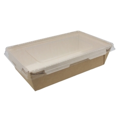Контейнер бумажный с прозр. крыш. 800мл 207х127х55мм OpSalad ламинированный Крафт Packton