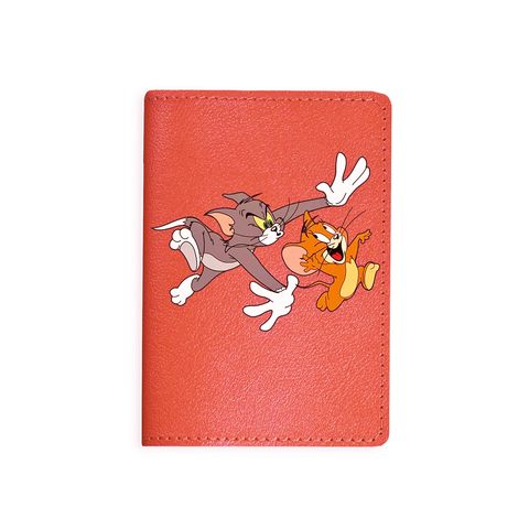 Обложка на паспорт "Том и Джерри", рыжая