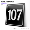 Адресная табличка с номером дома 107, на фасад и забор, черная, 25х25 см, Айдентика Технолоджи