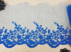 Вышивка на сетке, ш. 16 см, электрик