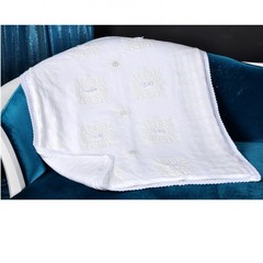 Плед-покрывало "Узоры" вязанный , 85*100 см, состав: 100% акрил (белый)