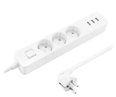 Удлинитель Xiaomi Mi Power Strip 3 (XMCXB04QM), белый, 3 розетки, 1.4 м, 16А / 3680 Вт