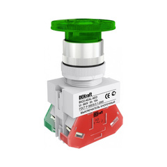25033 Выключатель кнопочный BK22-AEAL-GRN-NEO (грибок) DEKraft