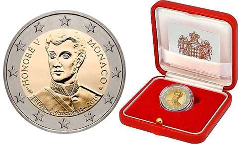Монако 2 евро 2019 200 лет со дня вступления на престол принца Оноре V