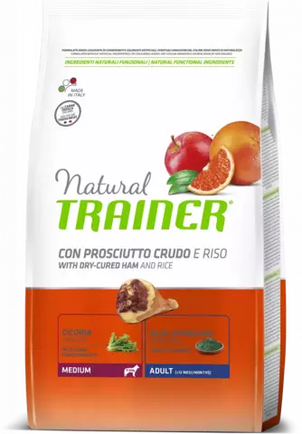 Trainer Natural Medium Adult сухой корм для взр собак средних пород (сыровяленая ветчина/рис) 3 кг