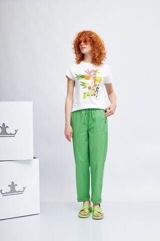 Oui Брюки из хлопка на эластичном поясе