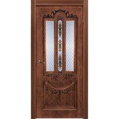 Купить Межкомнатная дверь шпон Муар орех натуральный 2 остеклённая