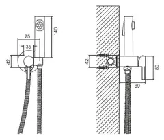 Смеситель гигиенический BELZ B55804-3 латунь, графит