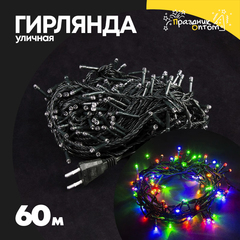 
          гирлянда 60м уличная зеленый провод (цветной)
