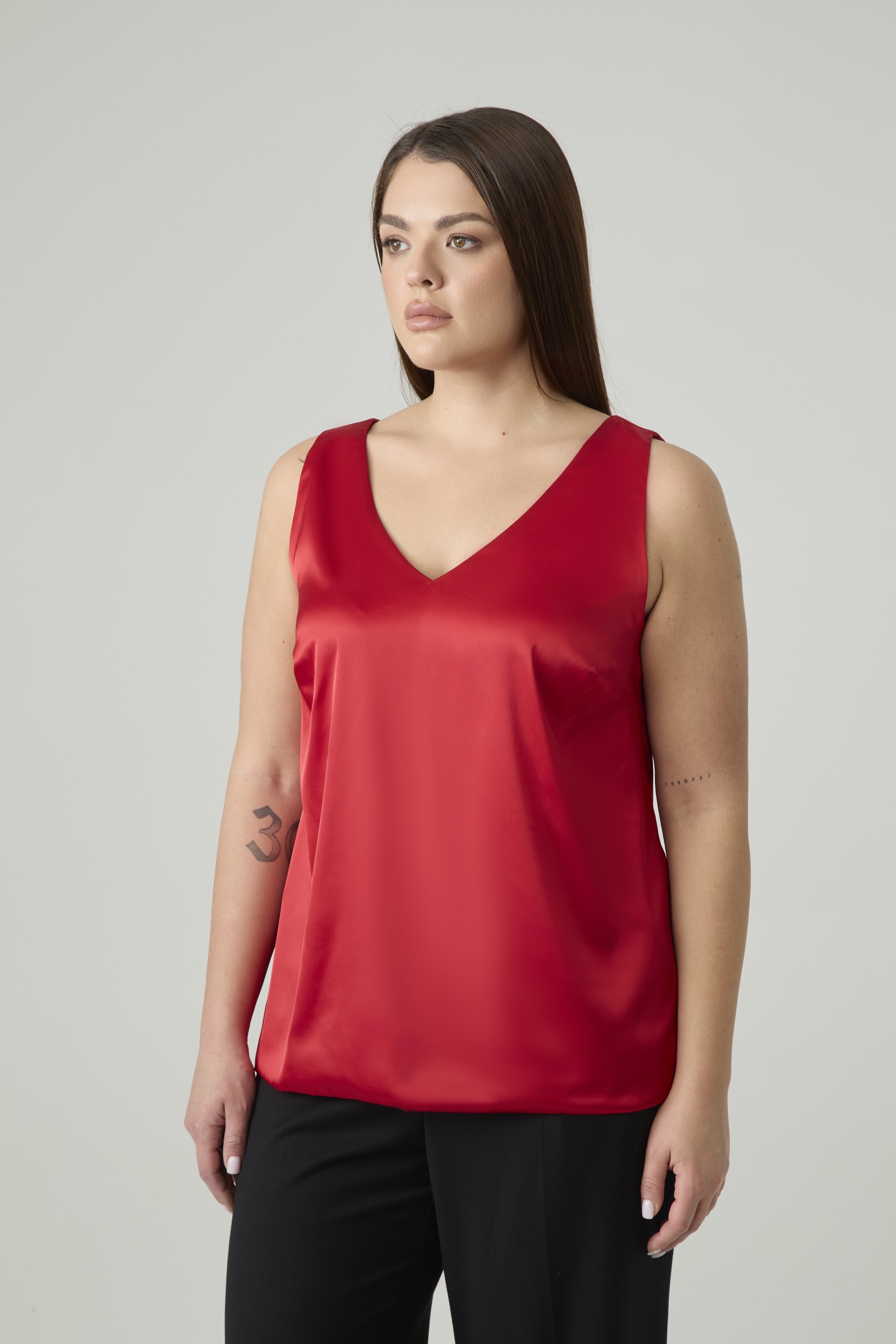 Топ двухслойный на широких бретелях, красный