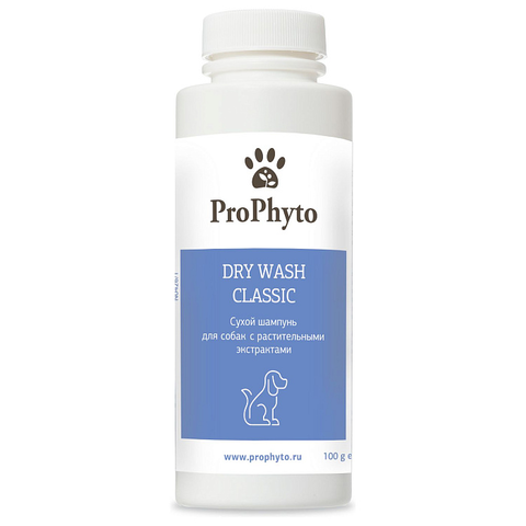 Сухой шампунь ProPhyto DRY WASH CLASSIC (порошок) для блеска и мягкости шерсти собак, 100 г