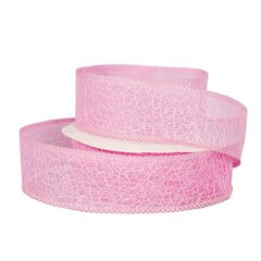 
          Декоративная лента для декора и флористики, 4 см, намотка 20 ярдов, розовый, дизайн паутинка