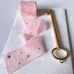 Лента шифон со звездами (4,0см*5м), Светло-розовый