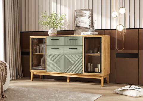 Флэш Комод (рамка AGT) (Олива софт, Дуб Крафт)