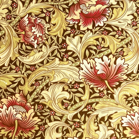 МОРРИС, ЦВЕТОЧНЫЙ УЗОР НА КОРИЧНЕВОМ- 100% хлопок