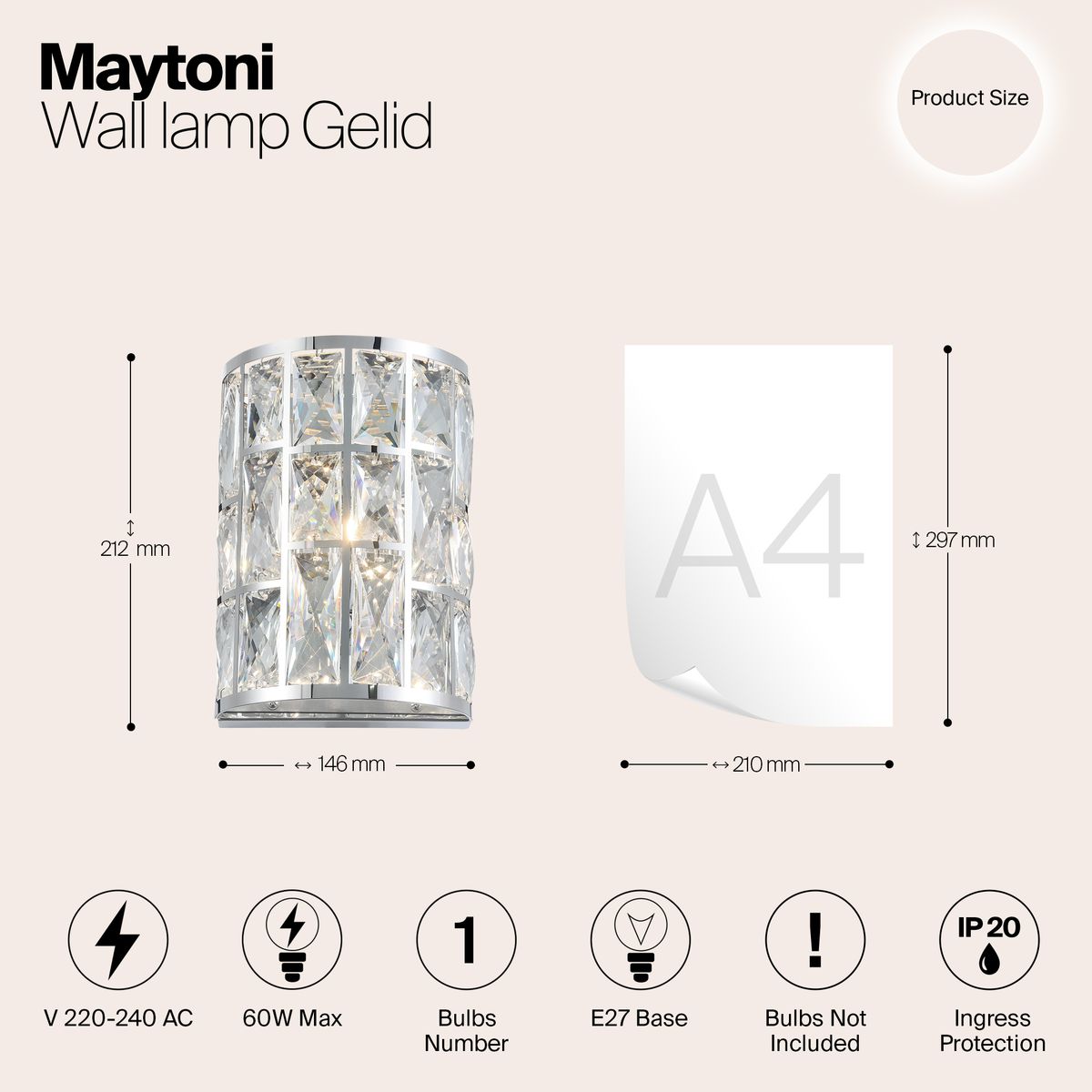 Настенный светильник Maytoni Gelid MOD184-WL-01-CH