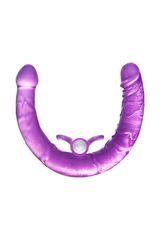 Фиолетовый двухсторонний фаллоимитатор с вибропулей - 35 см. - 