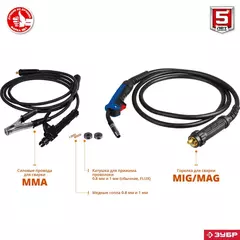 ЗУБР MIG-MAG / ММА, 200 А, RED MACHINE, сварочный полуавтомат инверторный (ПС-200)