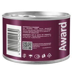 AWARD консервы для котят до 4 месяцев,беременных и кормящих кошек паштет из индейки 200 гр