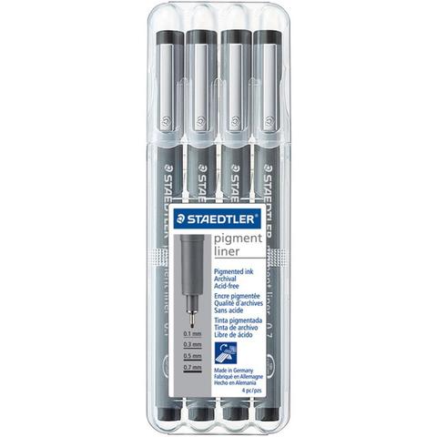 Набор пигментных маркеров  Pigment Fineliner Sketch Pen - Black- 4шт