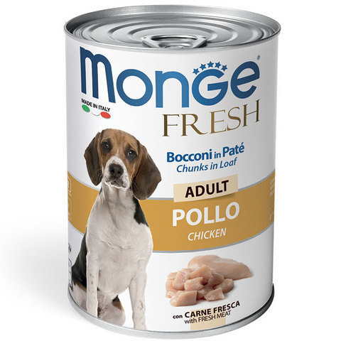 Купить мясной рулет Monge Fresh Chunks Adult with Chicken с курицей для взрослых собак всех пород 400 гр