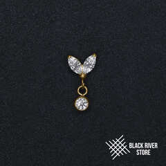 Pendant Double Marquise Round Crystal PVD Yellow