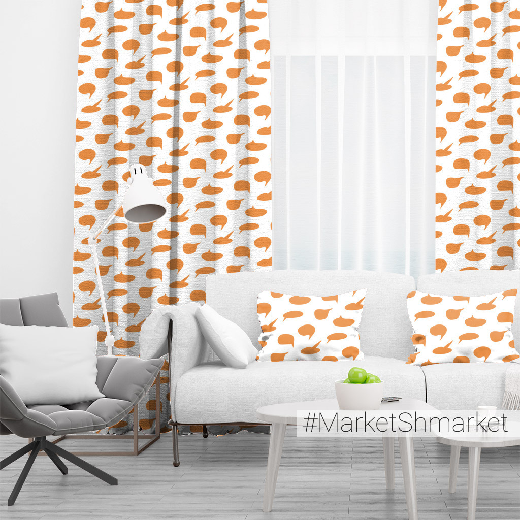 Ткани Buy fabric dialog bubbles orange закажи на