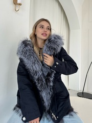 Парка «черника» с мехом чернобурки 70см