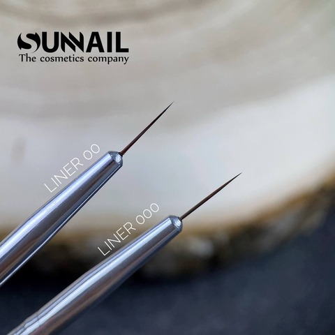 SUNNAIL Кисть черная с колпачком тонкая LINER 000, 11 мм