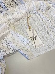 Плательно-блузочное однотонное трикотажное кружево-сетка (100%полиамид, Белый, 146, 120 гр/м2)