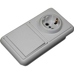 Блок БКВР выключатель TDM 1-клавишный + евророзетка