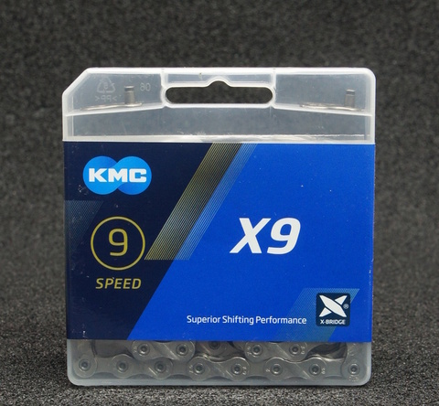 Велосипедная цепь KMC X9 silver/silver 9 ск.