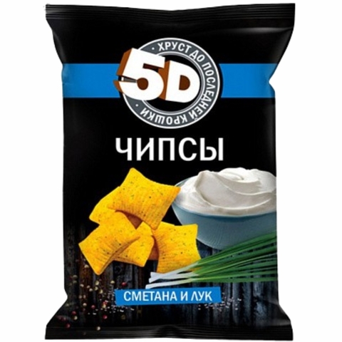 Чипсы 5D Пшеничные Сметана Лук 200 г м/у РОССИЯ