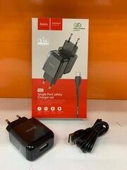 Блок питания сетевой 1 USB HOCO N2, Vigour, 2100mA, кабель Type-C, X37 cool, цвет: чёрный