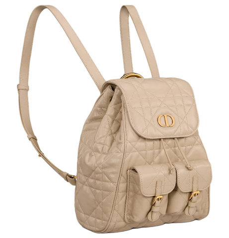 Рюкзак Dior Caro бежевый, модель среднего формата